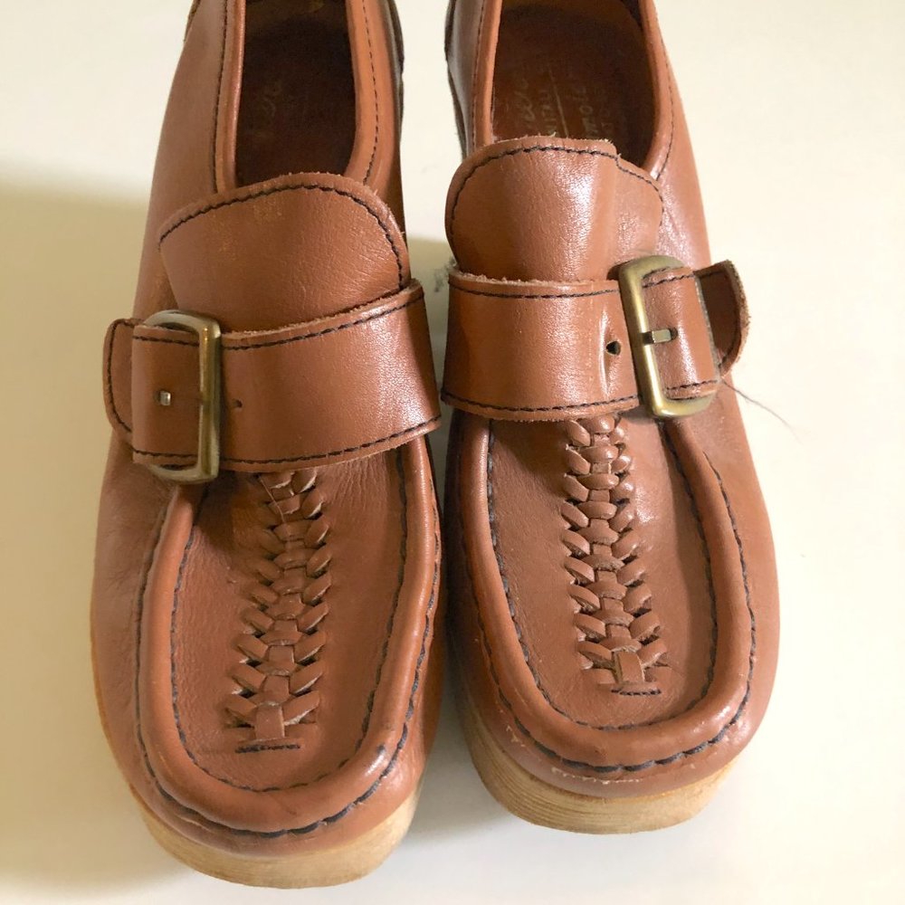 Vintage Famolare Hi There 70s Platform Leather Loafers 7N - Picture 2 of 5